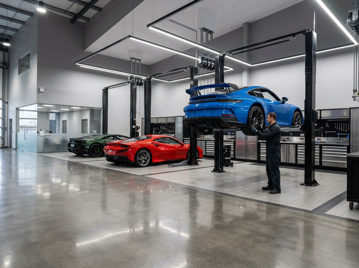 Pristine high-end automotive workshop